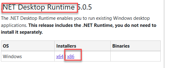 .net 5.0 x86 Update